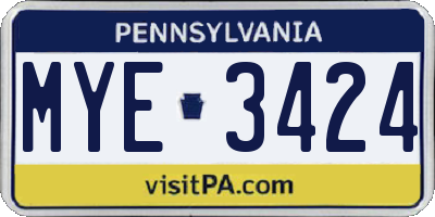 PA license plate MYE3424