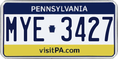 PA license plate MYE3427