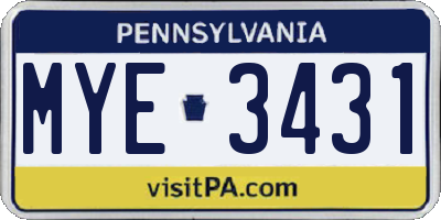 PA license plate MYE3431