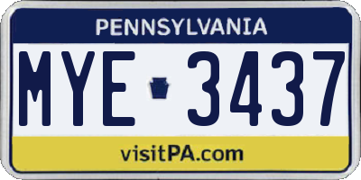 PA license plate MYE3437