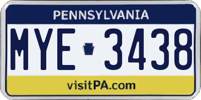 PA license plate MYE3438