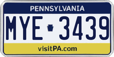 PA license plate MYE3439