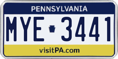 PA license plate MYE3441