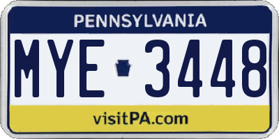 PA license plate MYE3448