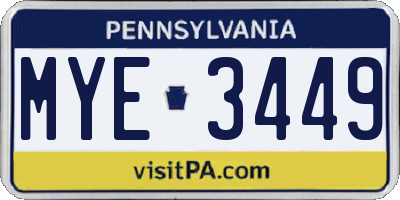 PA license plate MYE3449