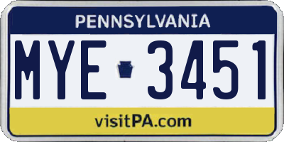 PA license plate MYE3451