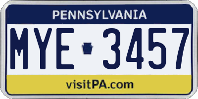 PA license plate MYE3457