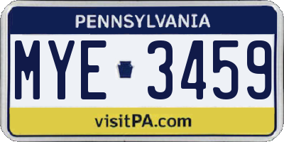 PA license plate MYE3459