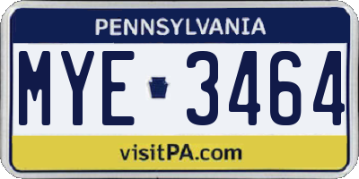 PA license plate MYE3464