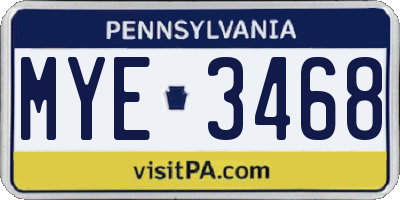 PA license plate MYE3468