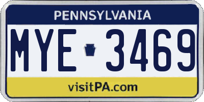 PA license plate MYE3469