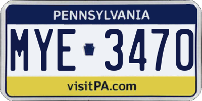 PA license plate MYE3470
