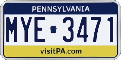 PA license plate MYE3471