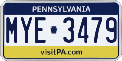 PA license plate MYE3479