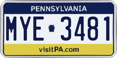 PA license plate MYE3481