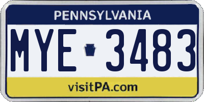 PA license plate MYE3483