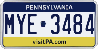 PA license plate MYE3484