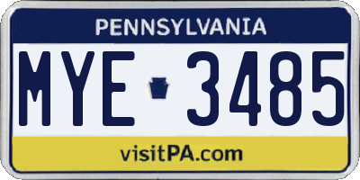PA license plate MYE3485
