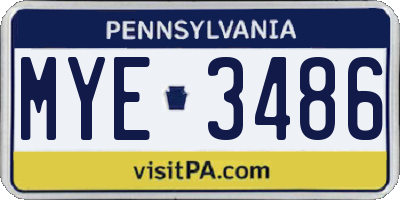 PA license plate MYE3486