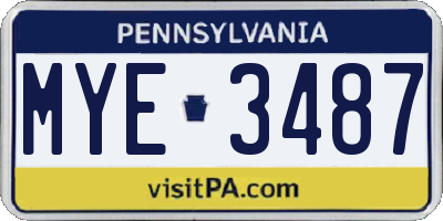 PA license plate MYE3487