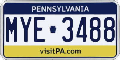 PA license plate MYE3488