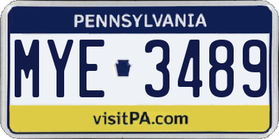 PA license plate MYE3489