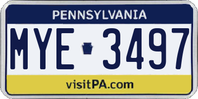 PA license plate MYE3497