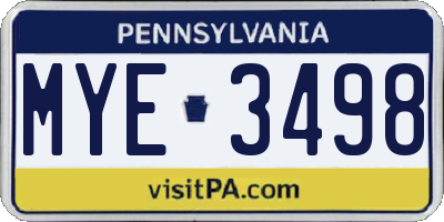 PA license plate MYE3498