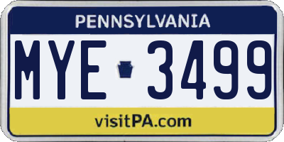 PA license plate MYE3499
