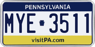 PA license plate MYE3511
