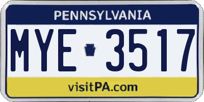 PA license plate MYE3517