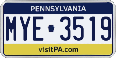 PA license plate MYE3519
