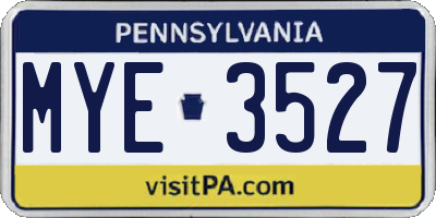PA license plate MYE3527