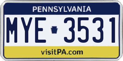 PA license plate MYE3531