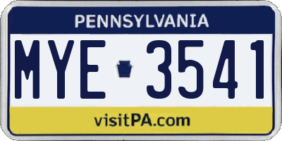 PA license plate MYE3541