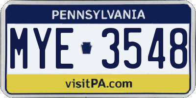 PA license plate MYE3548