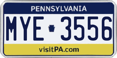 PA license plate MYE3556