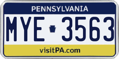 PA license plate MYE3563