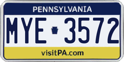 PA license plate MYE3572