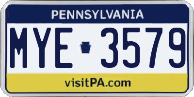 PA license plate MYE3579