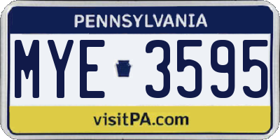 PA license plate MYE3595