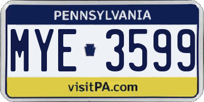PA license plate MYE3599
