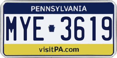 PA license plate MYE3619