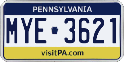 PA license plate MYE3621