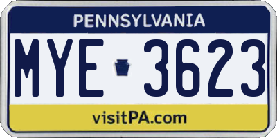 PA license plate MYE3623