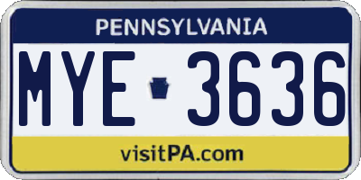 PA license plate MYE3636