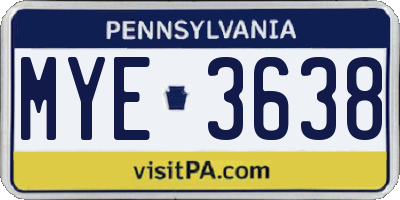 PA license plate MYE3638