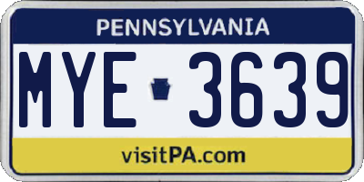 PA license plate MYE3639
