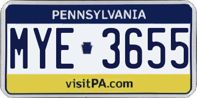 PA license plate MYE3655