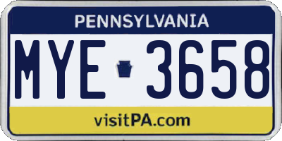 PA license plate MYE3658